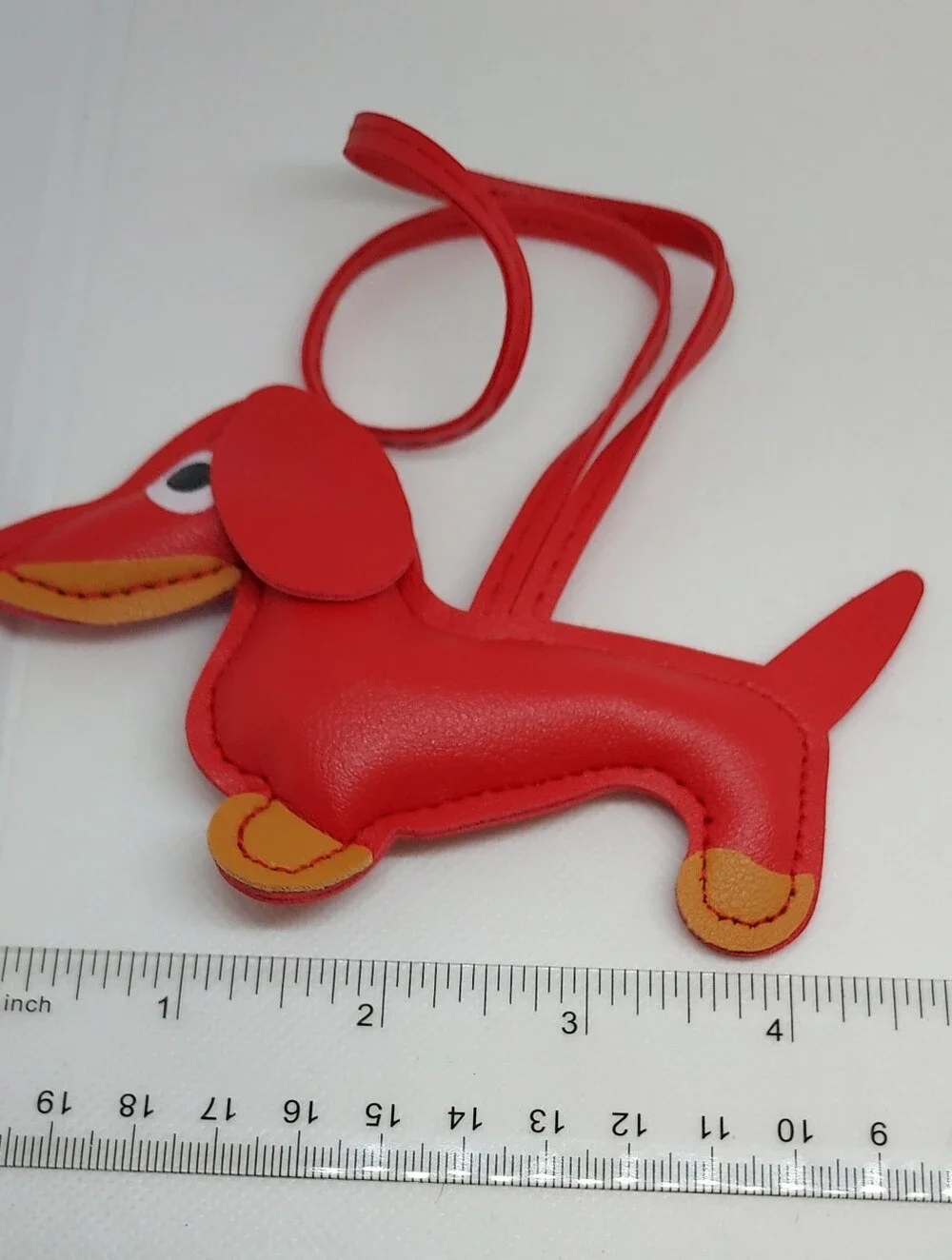 Dachshund Faux Leather Keychain Bag Purse Charm  RED NWT